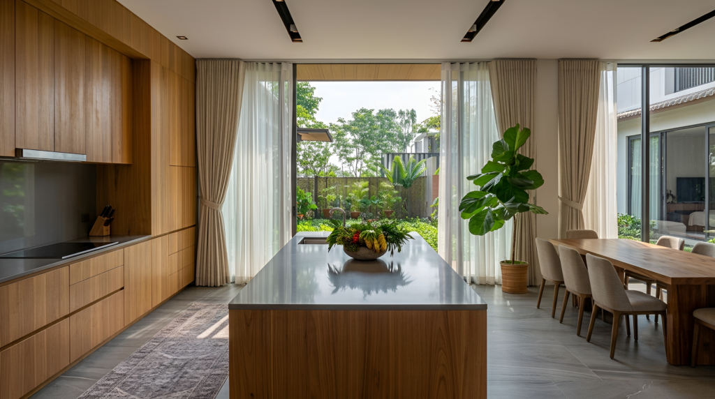 Bếp kết hợp khu vực ăn uống