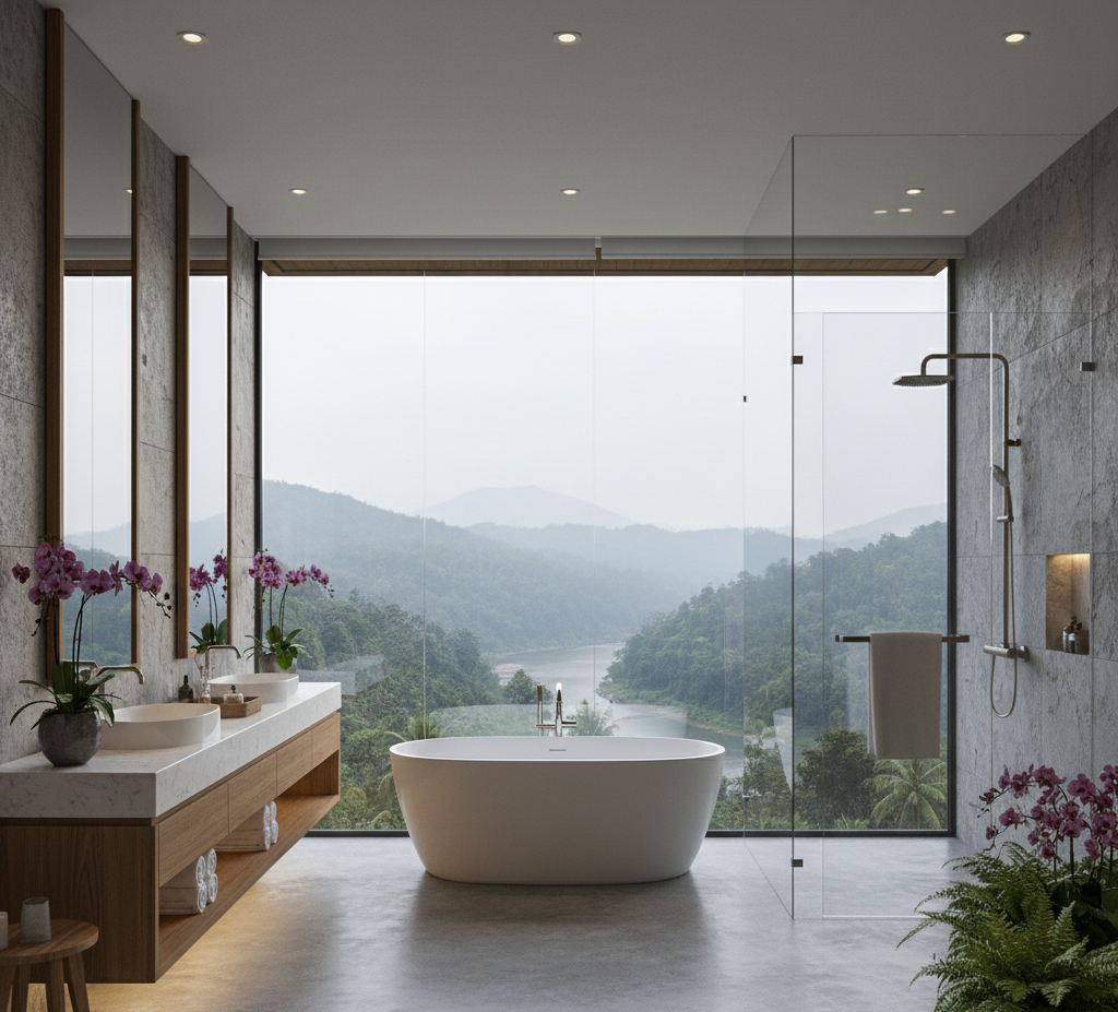 Thiết kế phòng tắm resort hiện đại như một spa tại gia