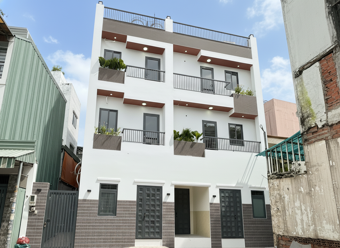 Mặt tiền căn hộ dịch vụ nhà cô Lệ