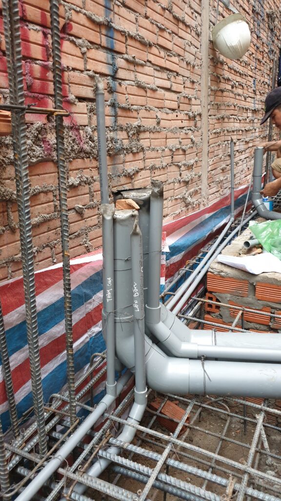 Quy trình thi công nhà phố xây dựng hố ga và hệ thống thoát nước