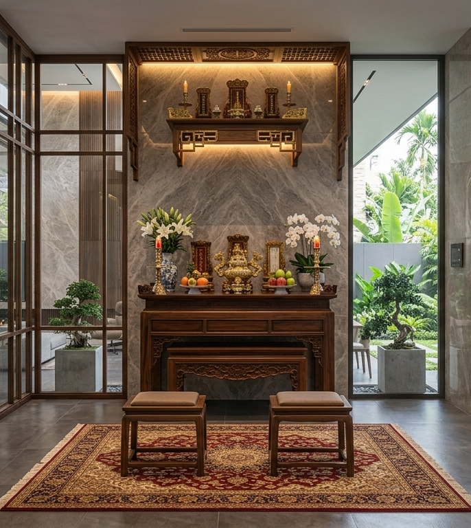 Bố trí bàn thờ theo phong thủy Bát Trạch trong kiến trúc