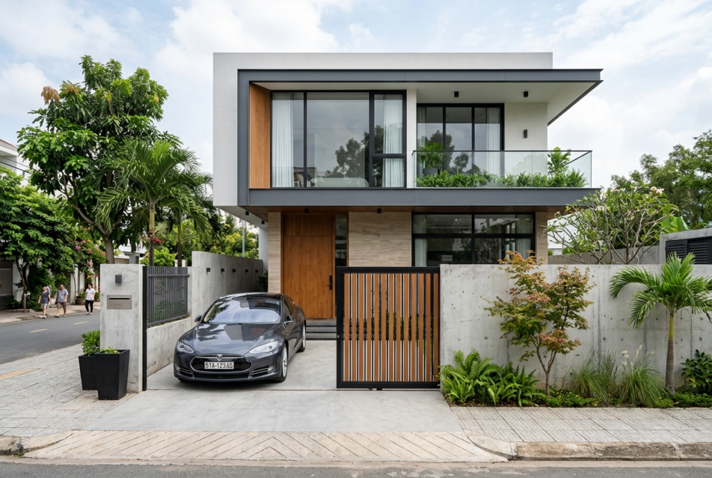 Thiết kế nhà phố 2 tầng phong cách tối giản, hiện đại