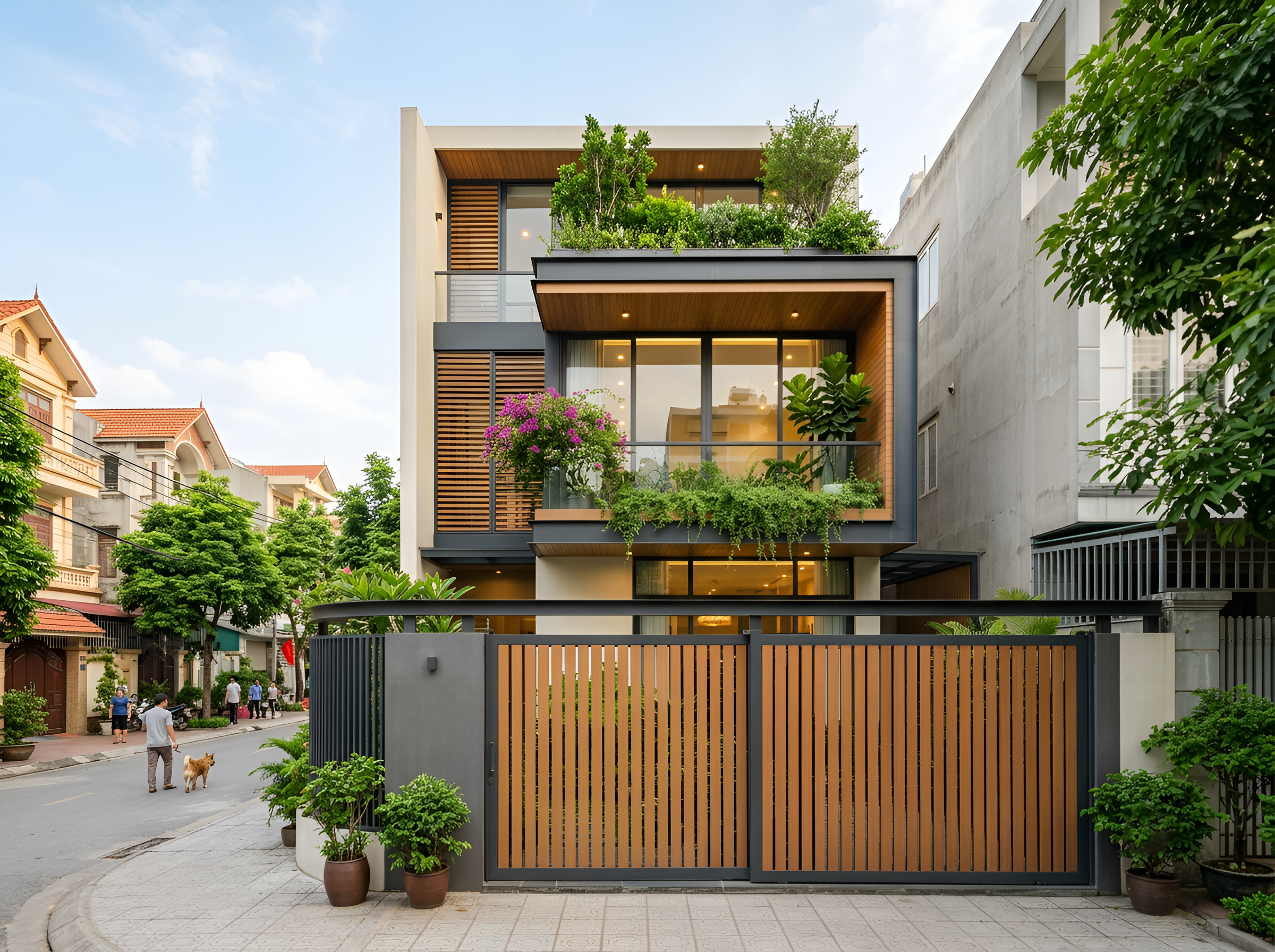 Mặt tiền nhà phố hiện đại 3 tầng sang trọng