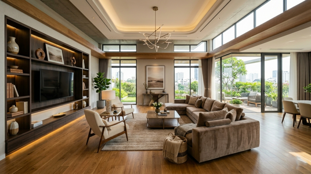 Thiết kế nội thất phòng khách đẹp, sang trọng