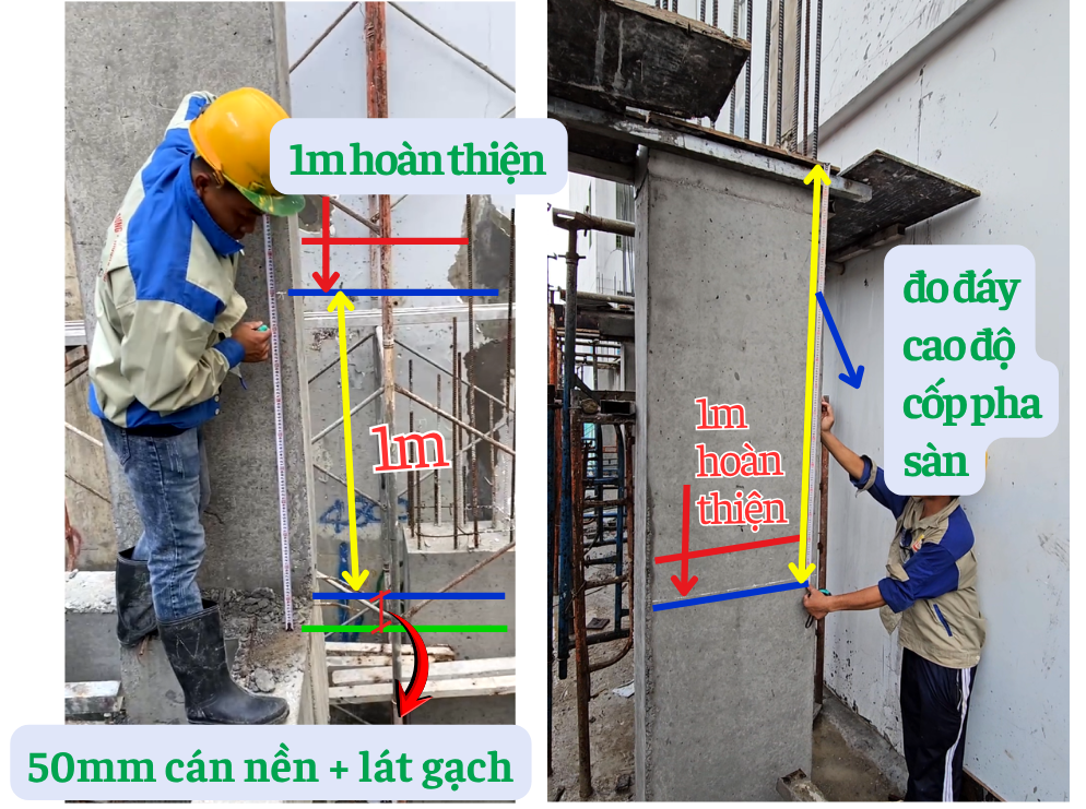 Cách lấy mực cao độ 1m