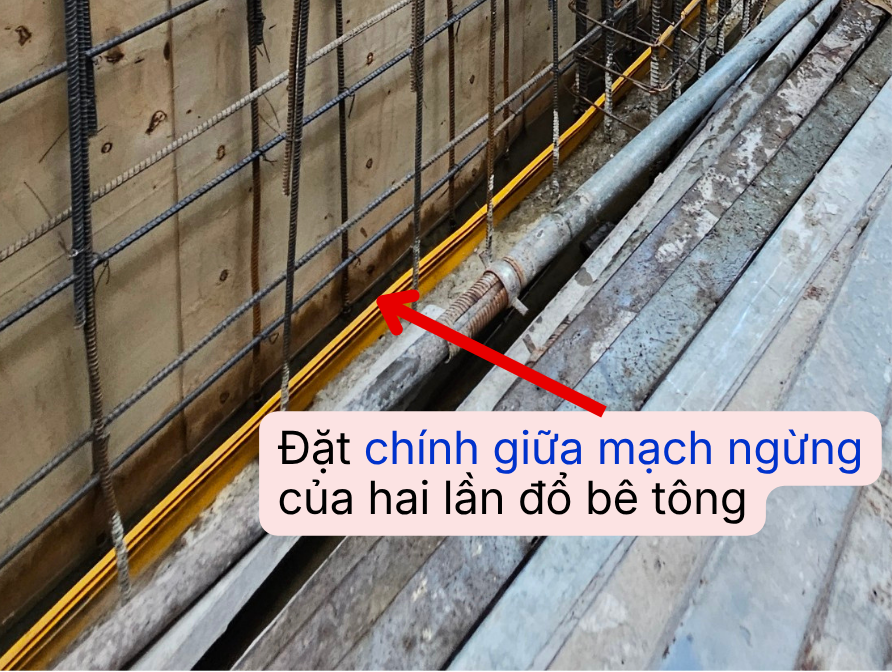 Đặt Waterstop đúng chính giữa mạch ngừng