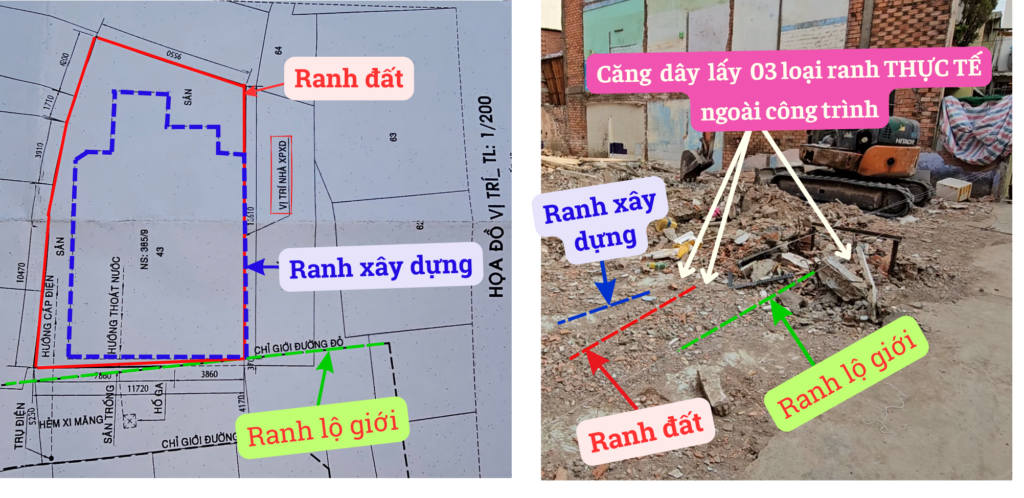 Căng dây định vị theo đúng kích thước bản vẽ XPXD