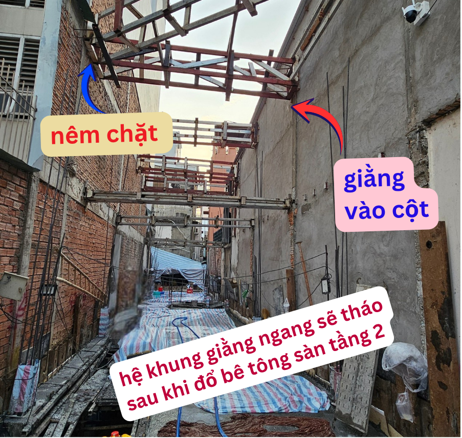 Giằng khung ngang giữa 2 nhà bên