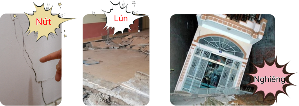 Sụt lún, nghiêng nhà sau khi rút cừ C