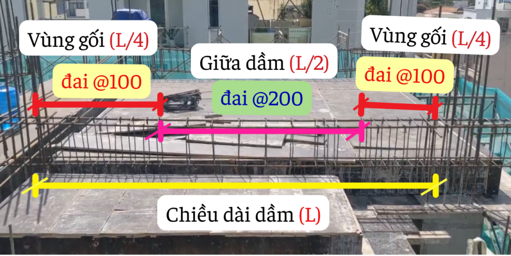 Bố trí thép đai dầm 
