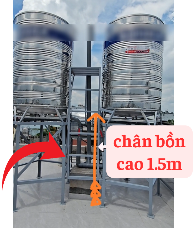 Bồn nước đặt không đủ cao