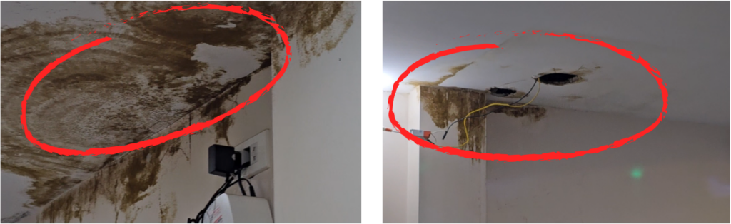 Nước không thoát hết → gây đọng nước và thấm dột