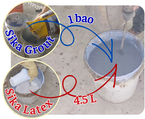 Trộn vật liệu đúng tỷ lệ