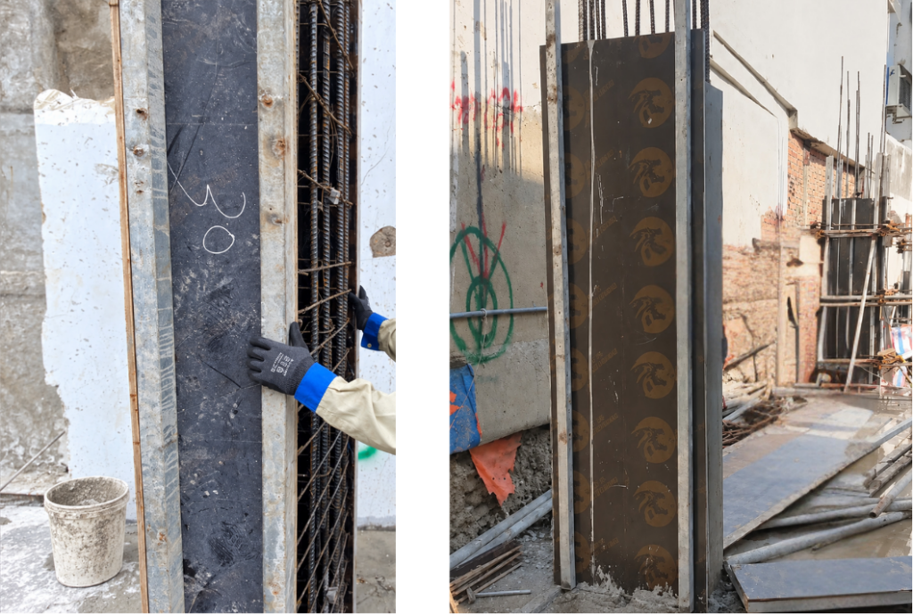 Lắp các tấm ván tạo hệ khung cốp pha cột