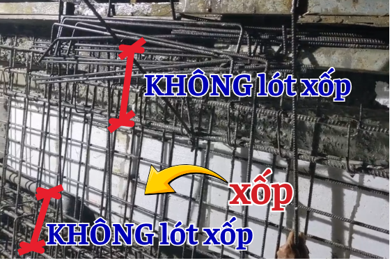 Đặt lớp xốp giảm tải