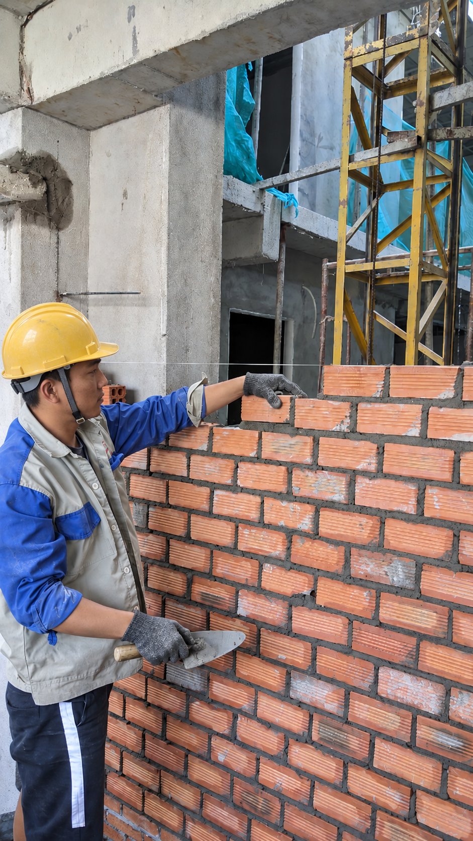 Dây lèo kéo qua 2 lớp gạch --> ĐÚNG